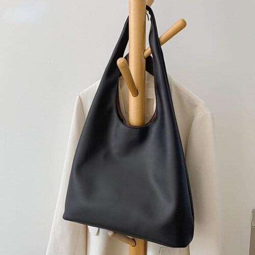 Fashion Large Capacity PU Leather Shoulder Bag for Women 2021 New Trendy Solid Simple Ladies Travel Totes Travel Handbags Purses