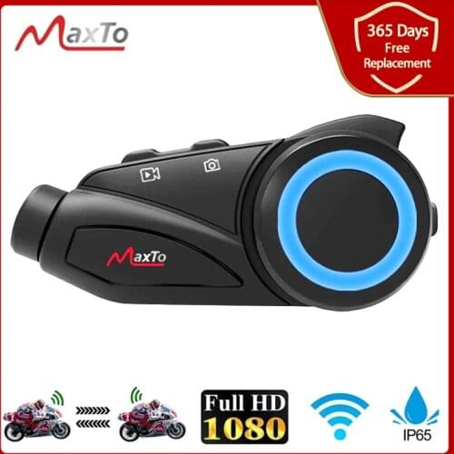 Maxto M3 Waterproof Motorcycle Bluetooth Sony Lens WIFI Video Recorder Universal Pairing for Full/Half Face Helmet Intercom DVR