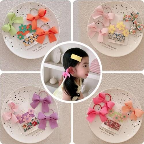 5 piece set childrens bow knot headdress princess fabric small flower card female baby Liu Haihai clip hair accessories