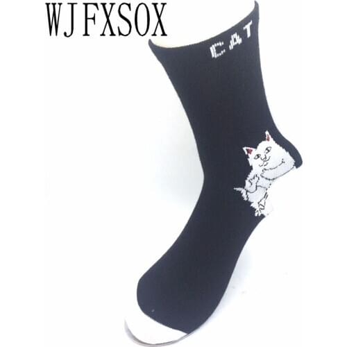 WJFXSOX 1 pairs Brand Elegant Creative men Cat Socks Kawaii male Cartoon Cotton Art Socks Funny Alien Planet Socks Calcetines