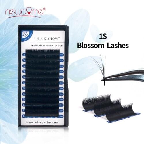 NEWCOME Easy Fan Volume Lashes Auto Bloom False Mink Natural Soft Cilios 1s Blossom Lashes Magnetic Camellia Eyelashes Extension