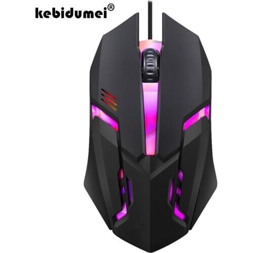 Kebidumei S1 Ergonomic Optical Mice USB Wired Gaming Mouse 7 Colors LED Backlit For Laptop Mice PC Gamer Mouse