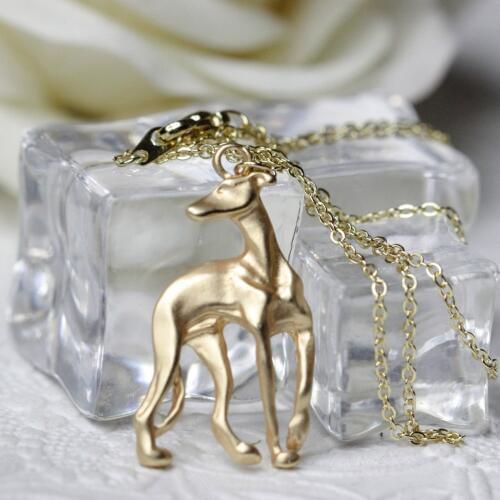 Greyhound Necklace Galgo Adopt Rescue Whippet Dog Shape Gold Filled Bronze Inspired Chain Necklace For Women