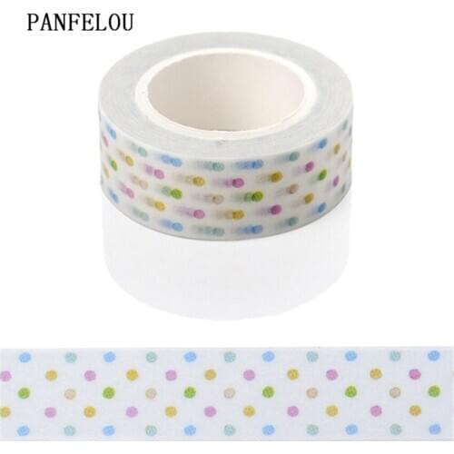 PANFELOU 1.5CMx10M Along dots Dividing Stickers border masking adhesive paper washi tape DIY Scrapbooking Hand account