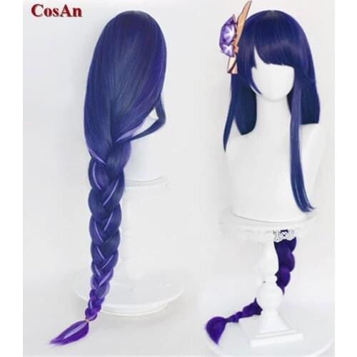 Hot Game Genshin Impact Shogun Raiden Wigs Cosplay The High Quality Cute Braided Hair Activity Party Role Play Accessories