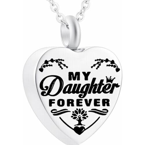Funeral Heart Cremation Urn Necklace for Ashes Urn Keepsake Jewelry Daughter Memorial Pendant - My Daughter Forever