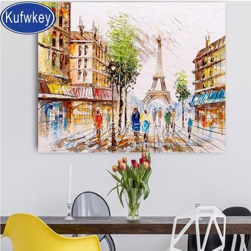 Romantic Lovers Paris full square round 5d Diamond Painting Mosaic Street view diamond embroidery rhinestones bedroom room art