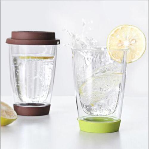 350ml Double wall Glass Coffee Insulated Mug Colorful Silicone Lid Daily Drinkware Juice Mug Personal Water Tea bottle