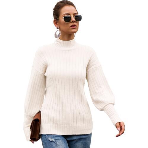 Turtleneck Sweater Women Fashion Autumn Winter Mock-turtleneck White Tops Women Knitted Pullovers Long Sleeve Jumper Pull Femme