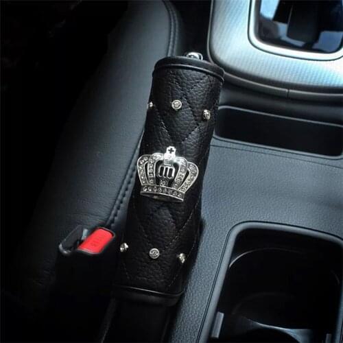 Universal With Diamond Car Seat Belt Cover Seat Belt Shoulder Pad Crown Crystal Rhinestones Shifter Cover Handbrake Accessories