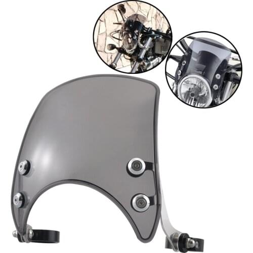 Motorcycle Smoke Windscreen Compact Sport Wind Deflector Windshield 39-41mm For Harley Sportster 04+ XL 883 1200 48 72 Iron