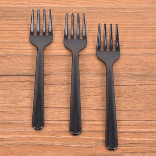 95 PCS 4-tooth Long Handle Fork Reusable Plastic Forks Transparent Plastic Cake Fork