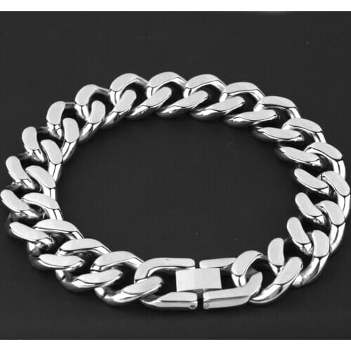Vintage Fashion Black Gold Color Stainless Steel Bracelets For Men Punk Jewelry Men Chain Hip Hop Bracelet Father Boyfriend