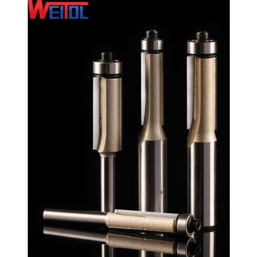 Weitol 1pcs 1/2 straight shank carbide flush trim bit with bearing woodworking router bit wood cutting tool