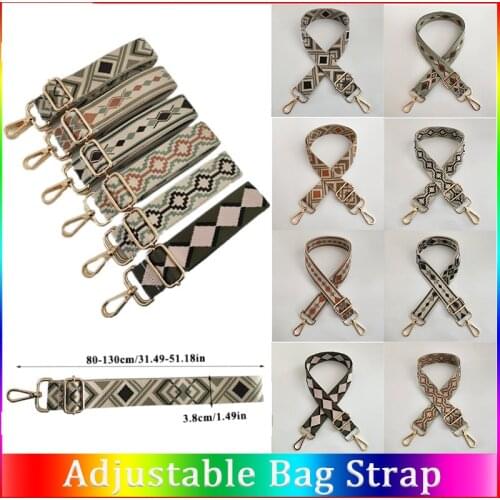 Jacquard Wide Nylon Bag Strap Adjustable Women Handbag Strap Crossbody Shoulder Handle Luggage Bag Accessories Purse Handles