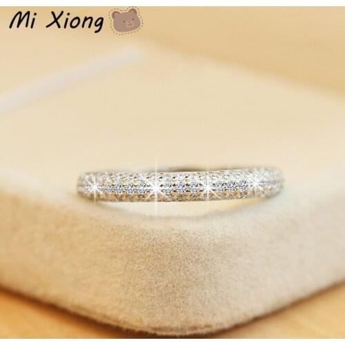 Mi Xiong s925 sterling silver rings womens luxury full diamond noble sparkle charm engagement wedding cute brand jewelry gift