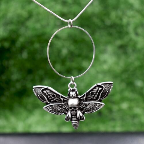 1pcs wicca dead head moth necklace under the moon