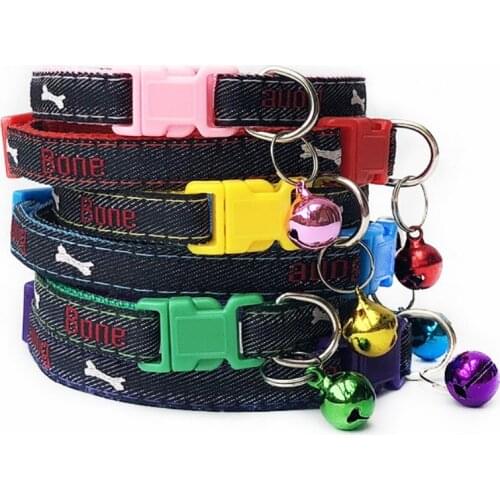 10pcs Cowboy bone small bell collar pet dog cat collar adjustable 1.0 1.5 cat collar dog chain dog pet products