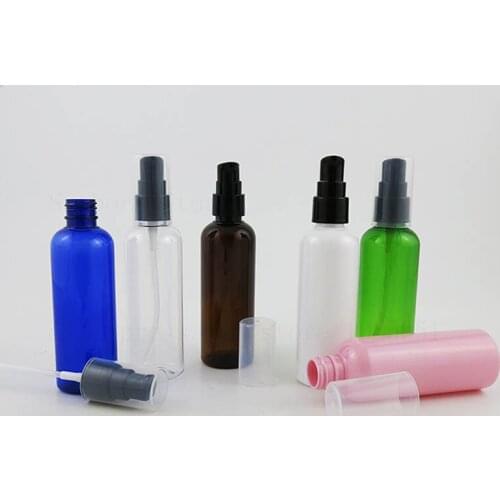 30 x Travel Empty Refillable Clear Blue Amber White Green PET Plastic Cream Lotion Pump Bottle 100cc Cosmetic Container 100ml