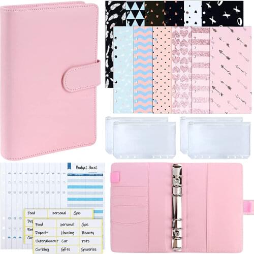 31 Pieces A6 Binder Budget Cash Envelope System Organizer with 12 Budget Money Envelopes,Expense Budget Sheets, 4 Binder Pockets