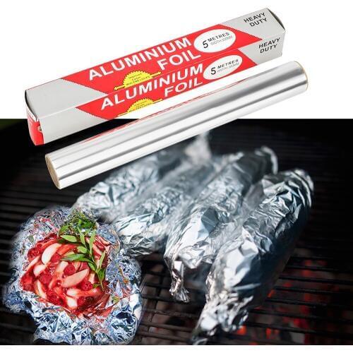 5m*30cm Tin Foil Paper Food Pack Cook Baking BBQ Grill Silver Baking Tinfoil Paper Sheet Roll Barbecue Cooking