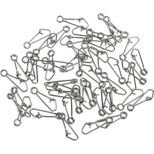 50Pcs/lot Stainless Steel Coastlock Snaps Swivel Fishing Hooks Safety Snaps Lure Connectors