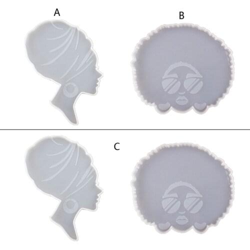 Afro Female Epoxy Resin Mold Tea Mat Human Head Coaster Tray Silicone Mould DIY Art Craft Tool Handmade Table Decoration