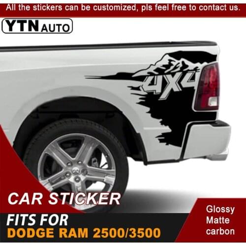 Car Sticker For Dodge Ram 2500/3500 Crew Cab 6'4 Box Car Truck Bed 4x4 Mountain Stripe Graphic Vinyl Car Decal Auto Accessories