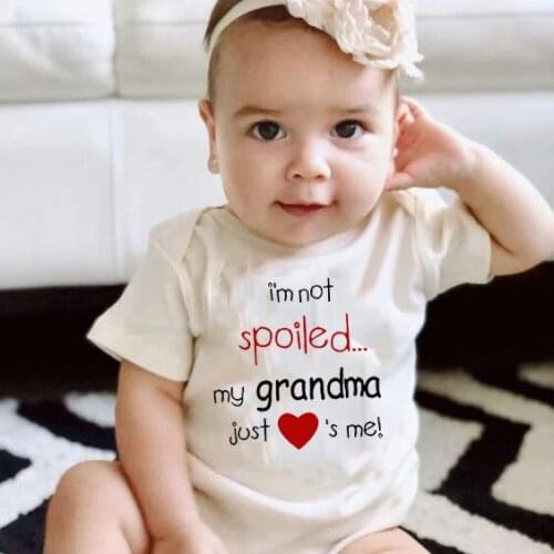 Newborn Baby Bodysuit I'm Not Spoiled My Grandma Just Loves Me Pattern Soft Short Sleeve Baby Boy Girl Rompers Casual Jumpsuit