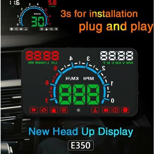 5.8" Head-up Display OBDII Overspeed MPH/KM Warning Travel Distance Measurement