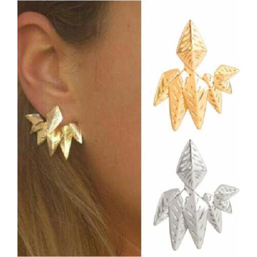 Europe And The United States Personality Simple Alloy Leaves Creative Fashion Wild Street Beat Tide Earrings Aliexpress Sale