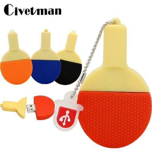 Pen Drive Cartoon USB Flash Drive 8GB 16GB 32GB 64GB 128GB Bulk Cle USB Ping Pong Racket Flash Memory Stick 256GB Pendrive Mini