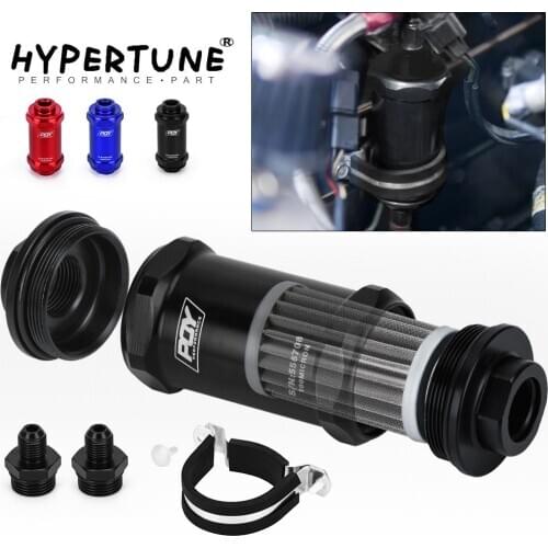 Hypertune - AN6 / AN8 / AN10 Inline PQY Fuel Filter E85 Ethanol With 100 Micron Stainless steel element and PQY sticker