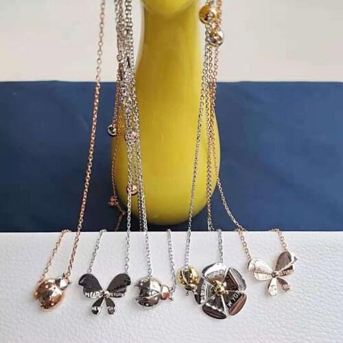 Classic Charm Fashion Spinel Insect Pendant S925 Sterling Silver Necklace Original Female Brand High Quality Jewelry Logo Gift