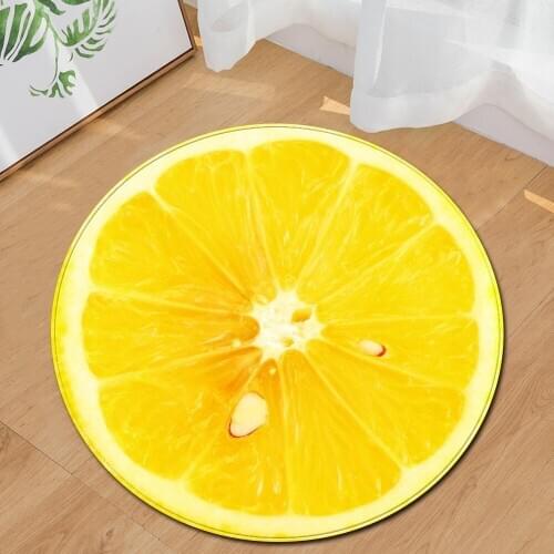 Round Carpet Fruit 3D Print Soft Carpets Anti-slip Rugs Computer Chair Mat Kiwi Watermelon Floor Mat for Kids Room Home Decor