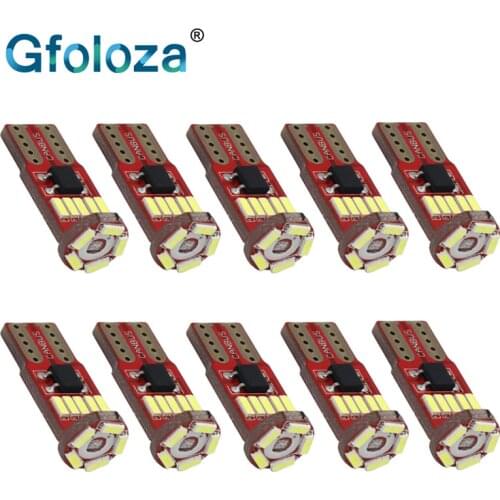 Gfoloza 10Pcs W5W LED 168 194 T10 4014 15-SMD Bulbs For Car Interior Lights Trunk/Door/Side Marker Lamp Canbus White 6500K 12V
