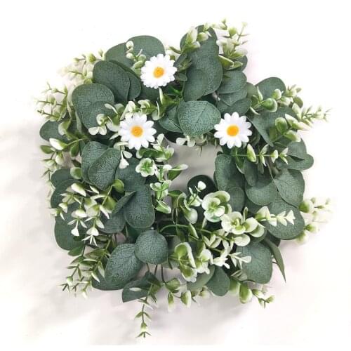 Little Daisy Eucalyptus Globulus Simulation Wreaths Round Leaf Decoration Wreaths Home Door Hanging Wedding Decoration