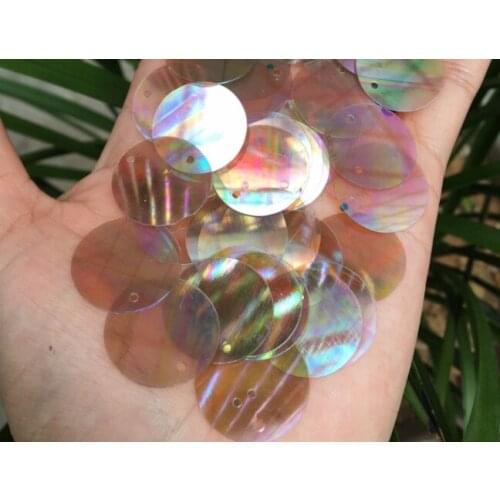 Sewing supplies Artificial nail bead material 20mm transparent light brown round edge aperture flat round sequins