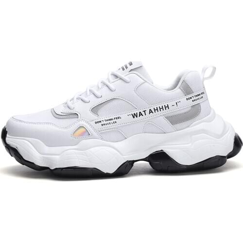 Men White Casual Shoes New Sport Shoes Breathable Sneakers Platform Footwears Tennis Shoes Fashion Trending Size39-44