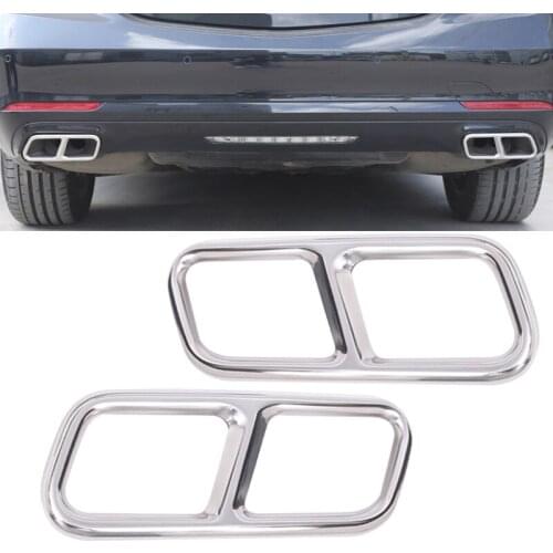 2Pcs Silver Car Dual Exhaust End Pipe Muffler Tip Trim Cover Stainless Steel Fit For Mercedes S Class W221 Facelift W222 C217
