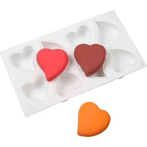 2021 New 8-Cavitys Love Shape Mould Silicone Cake Mold Valentines Day Decoration Tool 3D Heart Mousse Pastry Baking Homemade