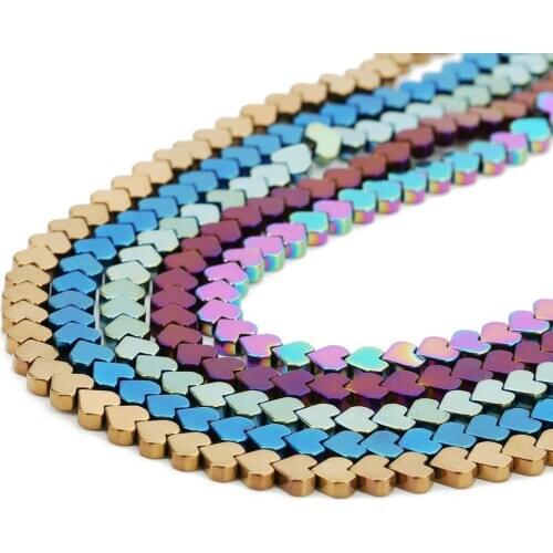 Wholesale Natural Hematite Beads Vacuum Plating Hematite Heart-Shaped Beads DIY Bracelet Necklace Accessories