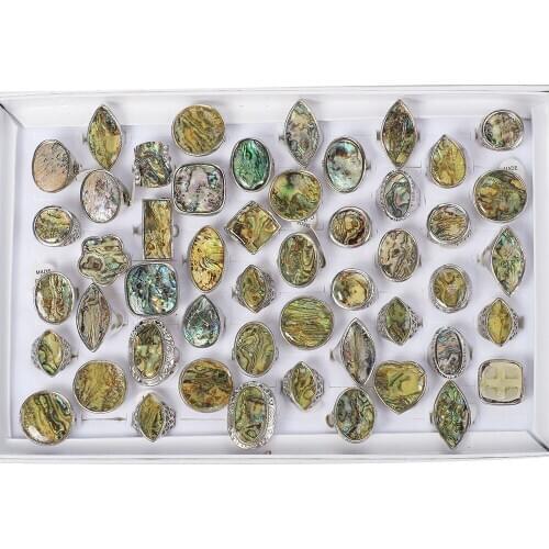 Wholesale Lots Mens 5Pcs Colorful Oversize Seashell Stone Silver Plated Rings Band Womens Wedding Engagement Jewelry FREE