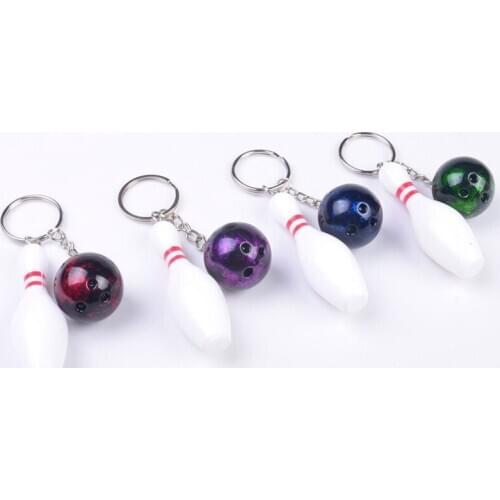 Bowling bag plastic Pendant mini Bowling ball keychain advertisement key chain fans souvenirs key ring School gifts Randomly