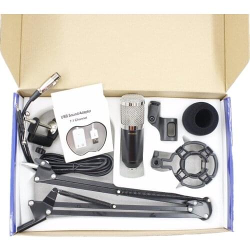 Bm800 Professional Recording Condenser Microphone Kit Studio Live Stream Broadcasting + NB35 Stand Holder +USB sound Adapter