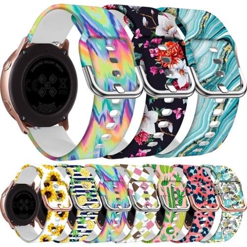 Silicone Watchbands For Galaxy Watch3 41mm Bracelet Print Sport Correa for Galaxy active2 for Huawei Watch 2 Sport Fashion Strap