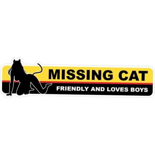 S40872# Self-adhesive Decal Missing Cat Warning Car Sticker Waterproof Auto Decors on Bumper Rear Window