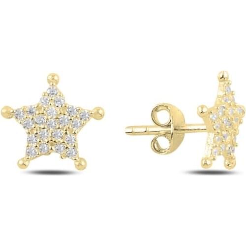 Silver 925 Sterling Star Zircon Stone Earrings