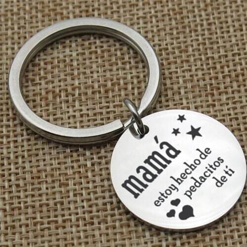 Spainsh Keychain Cute Stainless Steel Keychain Charm Family Gift Mothers Day Thanksgiving Day Gift