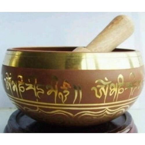 Tibetan Jewelry Handmade Bronze Buddhism 6 Words Mantra Singing Bowl free shipping